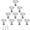 ShipeeKin 10x Pomelli di Cristallo Maniglie pomello in vetro di diamante | Pomelli per mobili 30mm per cucina, bagno, armadietti e guardaroba