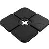 Yaheetech Base per Ombrellone Set 4 Pezzi in HDPE Riempibile con Sabbia o Acqua 60L 103,5 x 103,5 x 7,5 cm Esterno Veranda Terrazza Piscina Spiaggia Patio Nero
