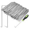 Graxury 400 Pezzi 15cm Ø 3mm Spilli per Giardino Resistenti | Chiodi in Acciaio Zincato per Fissare Paletti per Ancorare Tessuto Antierba, Reti e Tubi con 1 Uncino a Punta