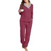 PrinStory Pigiama da donna in pile caldo flanella pigiama pigiama | Pigiama invernale soffice termico Loungewear Set con tasca