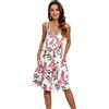 Enmain Abito Estivo da Donna Casual Floreale Cinturino per Spaghetti Senza Maniche Abiti Estivi Vestito Scollo a V con Tasche per Spiaggia Hawaii S-XXL