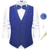 Hi-Tie Gilet da uomo con motivo cachemire, gilet formale in seta jacquard e cravatta con risvolto e tasca quadrata set per smoking da sposa