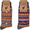 Leo Design Calzini di lana norvegese merino e alpaca per uomini e donne, 2 paia di calzini termici imbottiti invernali, motivo peruviano a maglia spessa, calzini Hygge per escursionismo e camminata