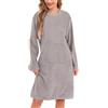 Vlazom Camicia da Notte Invernale Donna Flanella Lunga con Tascone Morbida | Flanella Morbida e Calda, Grande Tasca Ventrale Pratica, Scollo Rotondo Comodo, Disponibile in Più Colori