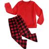 Miyanuby Set di pigiami invernali in pile di flanella per ragazze, set di vestiti per ragazza ragazzo girocollo e pantaloni scozzesi, 2 pezzi tuta
