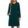 Lovasy Camicia da Notte in Cotone Donna Invernale Maniche Lunghe | Abito da Notte Allattamento con Scollo a V Righe Pigiama Vestaglia Bottoni Davanti con Tasche