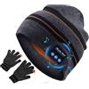 puersit Cappello Bluetooth V5.2 Uomo Donna Invernali, Lavorato a Maglia Senza Fili Bluetooth Cuffia Musica Cappello per Corsa Sci Escursionismo