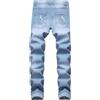 Generico Jeans Drip UK,Pantaloni Elasticizzati Neri invecchiati da Uomo Jeans Oversize di Colore Chiaro Pantalone Escursione