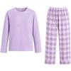 JinBei Pigiama Ragazza Ragazzo Cotone Lungo Pigiami con Tasche, 8-16 Anni | Due Pezzi, Maglietta a Maniche Lunghe e Pantaloni a Quadretti, Gola Rotonda Tops, Cintura Elastica, Dormire, Casa, Natale