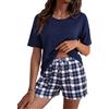 Bresdk Pigiama Donna Estivo Corto Top Maniche Corte Henley Pantaloncini a | Quadri Morbido per Dormire e Loungewear Casa
