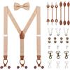 WANYING Uomo Set di Bretelle & Papillon, Bretelle a Forma Y Larghe 3,5 cm, 6 WAY TO WEAR con Bottoni/Clips/Chiusura a Moschettone/Fibbia Salopette Bretelle Allungate per statura 160-200 cm
