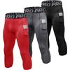 LNFINTDO Confezione da 2 collant da uomo a compressione 3/4 con Pokects Cool Dry Running Leggings Sport Palestra Ciclismo Allenamento Capri Pantaloni