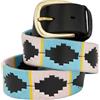 Preto Cintura polo unisex in pelle di alta qualità, unisex, per equitazione, bambini, ricamata, a forma di diamante, con fili resistenti e fibbia in ottone lucido