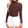 SHAPERIN Body Donna Maniche Lunghe Trasparente Maglietta Arricciati a Collo Alto Top a Rete per Uscire Feste Club