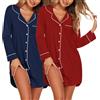 Ekouaer Set da 2 Camicia da Notte Donna Invernale Maniche Lunghe Scollo a V | camicia da notte parto ospedale, allattamento, con bottoni frontali, leggera, morbida e traspirante, vestibilità ampia