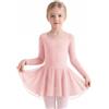 Arshiner Vestito da Balletto Ragazza Cotone Abito Danza Maniche Lunghe | Completo da Balletto Bambina,Girocollo Body da Danza,Abbigliamento da Ballerina,2-10 Anni