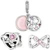 Rimgoris 925 Charm in argento sterling per donne Bracciali Collana Infinity Cuore Famiglia Chiusura Catena di sicurezza Cane Stampa & Moneta Famiglia&Amici per sempre Amicizia Casa Mongolfiera