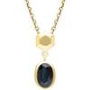 Ivy Gems Catenina in oro giallo 9 kt, con pendente ovale a goccia con zaffiro e diamante, 6 x 4 mm, lunghezza 46 cm, Oro Giallo