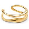 SINGULARU - Anello doppio aria. Acciaio con bagno in oro 18 kt. Gioielli da donna. Taglia 10-18.