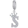 YOUFENG Jewellery Ciondolo in argento con lettera dell'alfabeto e corona, adatto per braccialetti Pandora, idea regalo per donne