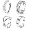 YADOCA 4 Pezzi Orecchini in Argento Sterling 925 per Donna Uomo Ear Cuff Orecchini Senza Buco Orecchini a Clip Orecchini Finti Piercing Helix Cartilagine Orecchino