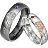 Ashleymade Anelli Coppia Personalizzati con Incisione Nome Pietra di Nascita Anelli in Acciaio per Lui e Lei Idea Regalo per San Valentino Compleanni Anniversario