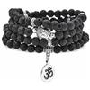 oasymala Braccialetto Japa Mala Beads 108, collana con ciondolo Buddha con ciondolo simbolo OM Yoga per uomo o donna