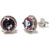Generic Pietra Zodiacale a Lobo Orecchini 8 MM 925 Argento Sterling Piccoli Borchie Topazio Mistico Gemma Bottone per Ragazze & Donna Orecchini Ear Cuff Orecchini