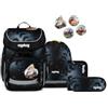 ergobag set zaino scolastico cubo set CementBear - Antracite | Zaino scolastico ergonomico in set classico da 5 pezzi, ideale per la prima elementare e la scuola quotidiana