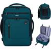 ECOHUB Zaino Ryanair 40x30x20, Zaino da Viaggio come Bagaglio a Mano Aereo | Cerniera SBS, Apertura a 180°, Scomparto per Laptop, Resistente all'acqua, Riciclato, Unisex, per Lavoro, Trekking, Blu Verde