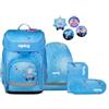 ergobag set zaino scolastico cubo set Dancebear - Blu | Zaino scolastico ergonomico in set classico da 5 pezzi, ideale per la prima elementare e la scuola quotidiana