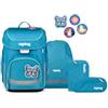 ergobag set zaino scolastico cubo set ButterflyBear - Petrol | Zaino scolastico ergonomico in set classico da 5 pezzi, ideale per la prima elementare e la scuola quotidiana