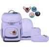 ergobag set zaino scolastico cubo set Dreambear - Lavanda | Zaino scolastico ergonomico in set classico da 5 pezzi, ideale per la prima elementare e la scuola quotidiana