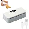 GUSHE Mini sigillatrice per sacchetti USB C, ricaricabile, mini saldatrice 2 in 1, portatile, con cutter e magnete, 6 velocità regolabili, per conservare alimenti, snack (bianco)