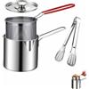 Generico Friggitrice multifunzione in acciaio inox 304 con cestello filtrante (B) | Mini friggitrice più profonda, resistente agli schizzi, per frittura profonda e per riscaldare latte