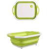 Jackanna Tagliere pieghevole lavabo, tagliere pieghevole portatile per lavare frutta e verdura, multifunzionale cucina frutta e verdura cesto di lavaggio (verde piccolo)