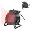 UISEBRT Termoventilatore portatile con termostato, 2000 W, in ceramica PTC, per 20 m², 2 livelli di riscaldamento, protezione da surriscaldamento, riscaldamento elettrico per cantieri, case, officine,