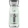 Smeg, Macinacaffè CGF03PGEU, 15 Livelli di Macinatura, Contenitore Chicchi Caffè da 240 g, Quantità di Macinatura Regolabile, con Sistema Antistatico, 150 W, Verde Pastello