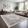 TT Home Tappeto Boho Vintage Soggiorno Pelo Corto Design Retro Antiscivolo Facile Manutenzione Moderno Sala Da Pranzo Ingresso Lavabile, Colore:Grigio 2, Dimensione:160x220 cm