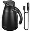 EQULIUS Bollitore elettrico da viaggio per auto, 12 V/24 V, 1,2 litri, in acciaio inox, con accendisigari, fino a 100 °C, con display LCD, per acqua calda, caffè, tè, auto, camion, auto e campeggio
