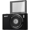 Dpofirs Fotocamera Digitale 4K con Messa a Fuoco Automatica da 64 MP | Zoom Digitale 16X con Schermo Ribaltabile da 2,4, Videocamera HD Compatta con Luce LED per Selfie Fotografici da Viaggio
