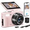 NIKICAM Fotocamera digitale 4K per fotografia, fotocamera Vlogging 64MP per YouTube | 3 pollici 180 ° Flip Screen, zoom digitale 18x, WiFi, autofocus fotocamera compatta con flash, scheda TF da 32 GB e 2