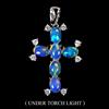 Egemdiamond 925 Pendente Argento Sterling Ovale Fuoco Opale 7x5mm Croce Gioielli No USA