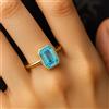 FemousGems Fidanzamento Anello 2 KT Topazio Blu Smeraldo Taglio Lunetta 14k Oro Giallo Band