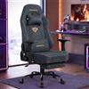 SONGMICS Sedia da Gaming in Tessuto Scamosciato, 72 x 72 x (125-135) cm | Sedia Ergonomica da Ufficio, con Poggiapiedi, Braccioli 4D, Portata 200 kg, Grigio Carbone, Collezione CATHY OBG095GD01