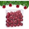 Relaxdays Palline di Natale, Set da 50 Palle Albero, Addobbi Natalizi, ∅ 6 cm, Sfere in Plastica Lucida, Rosso