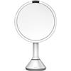 simplehuman, specchio con sensore con controllo touch della luminosità, acciaio inox bianco