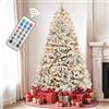 DWVO Albero di Natale artificiale, 183 cm, con neve LED, con telecomando | 250 luci a LED, circa 1000 punte, albero di Natale realistico con sistema pieghevole e supporto in metallo, montaggio rapido