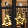 LEDYA Luci natalizie a forma di stella, 2 pezzi, 10 LED, luce bianca calda, funzionamento a batteria, con ventosa e timer, catena luminosa per finestre, decorazione natalizia, feste, matrimoni
