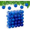 Relaxdays Palline di Natale, Set 50 Palle Albero, Addobbi Natalizi, ∅ 6 cm, in Plastica Opaca, Lucida, Glitter, Blu